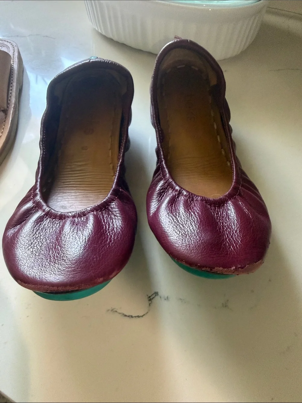 Tieks Wine Leather Ballet Flats Size 8